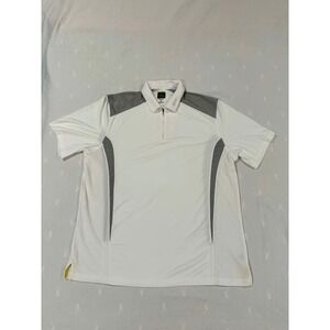 Greg‎ Norman Tasso Elba Mens XXL White Grey PlayDry Slim Fit Quarter Zip Polo